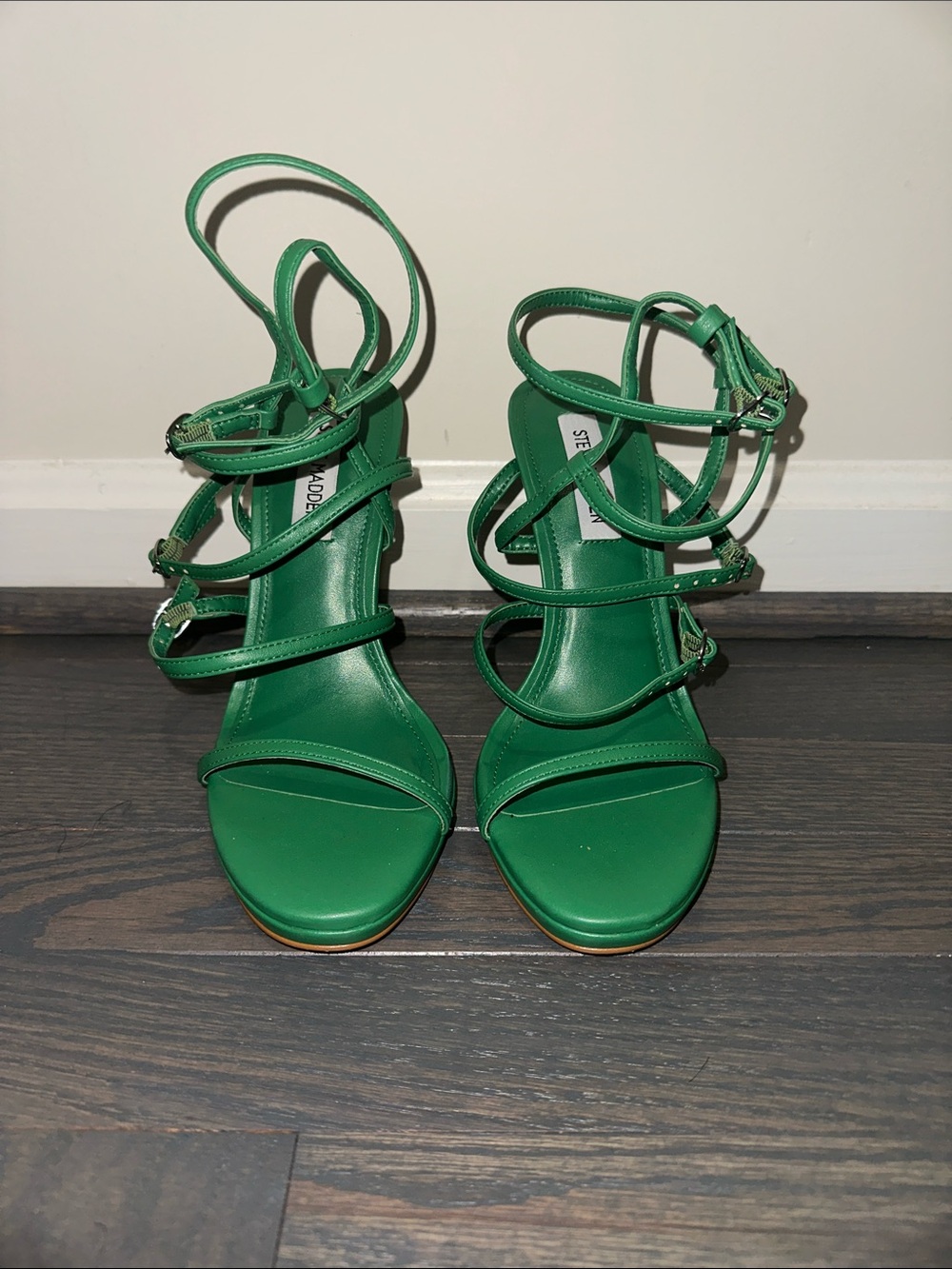 Steve Madden Emerald Green Strappy Stiletto Sandals